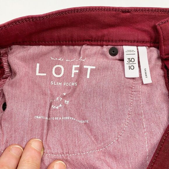 LOFT Made and Loved Cranberry Coated Skinny Slim Pocket Jeans - Size 30/10‎ - Picture 6 of 7